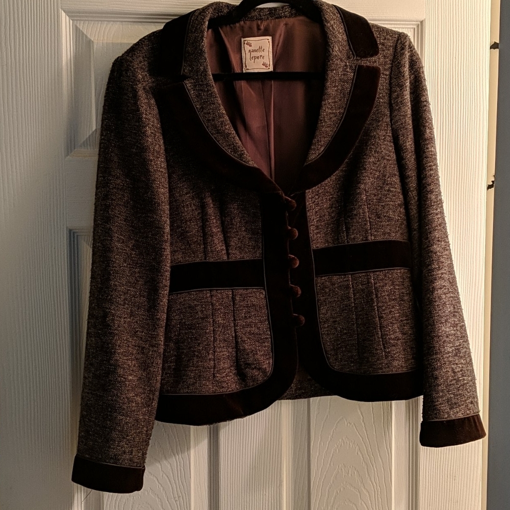 Nanette Lepore tweed and velvet blazer